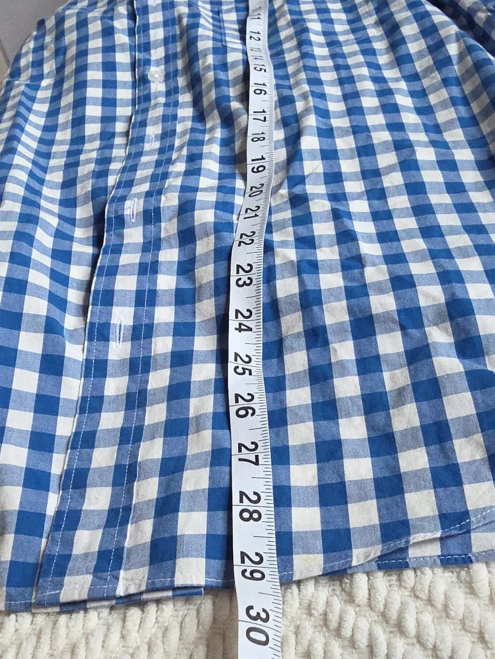 Men's J Crew Short Sleeve Button-down Blue & White White Check Size Medium, SLIM